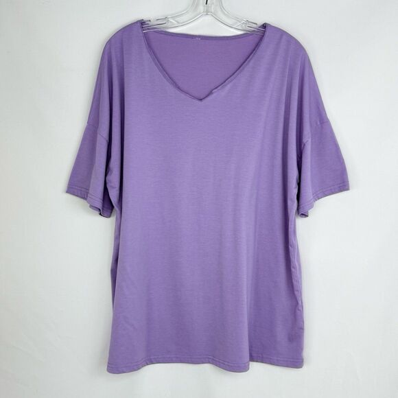 Women Blouse Size 2XL Pretty Purple Pull Over Short Sleeve! - Picture 1 of 11
